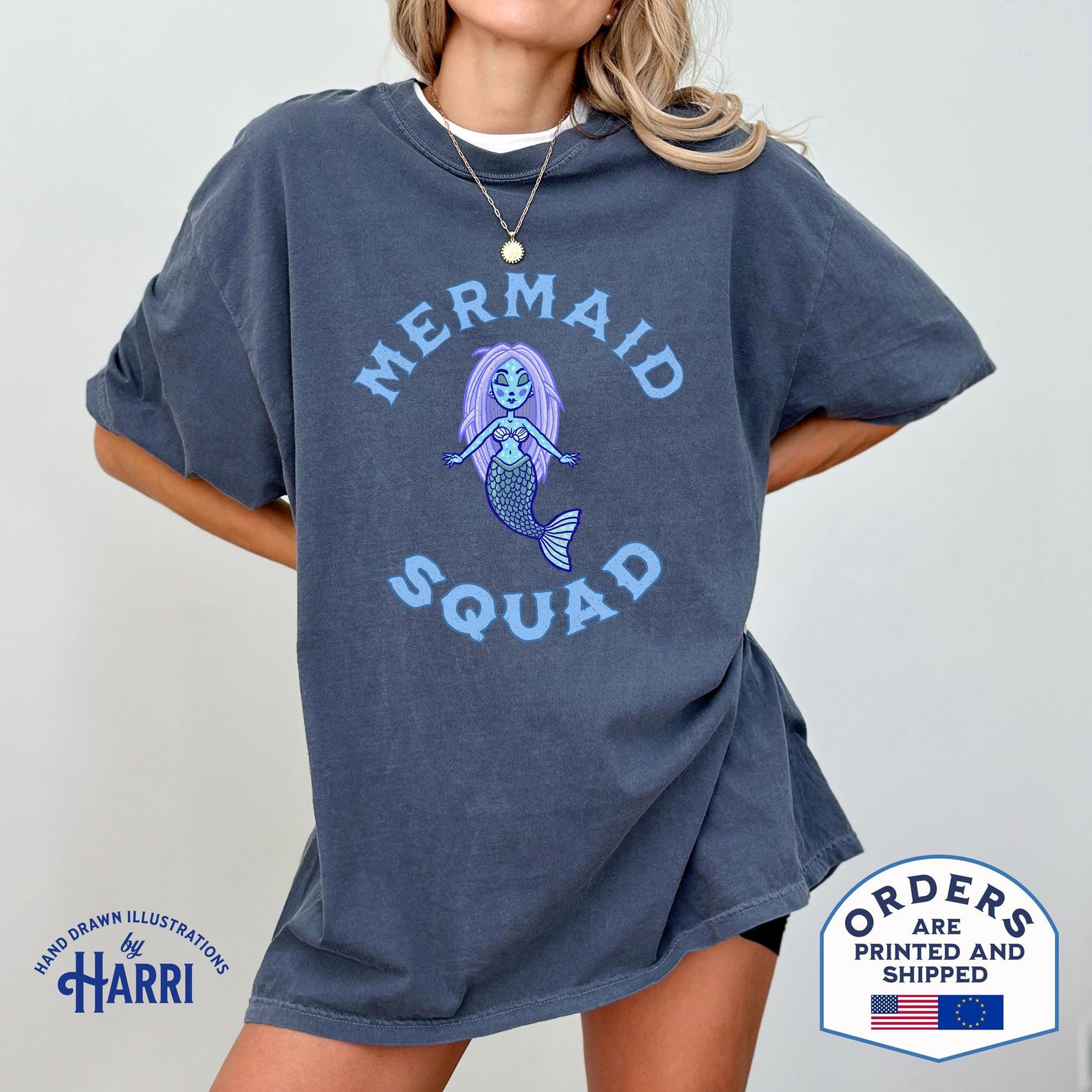 Mermaid Squad Comfort Colors T-Shirt, Birthday Party Favor 4XL