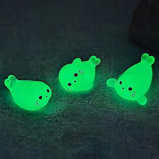 6 Stück Miniatur-Robben-Ornamente mit leuchtendem Licht Langlebige Harzfiguren Niedliche Robbenform Auffällige dekorative Sammlerstücke