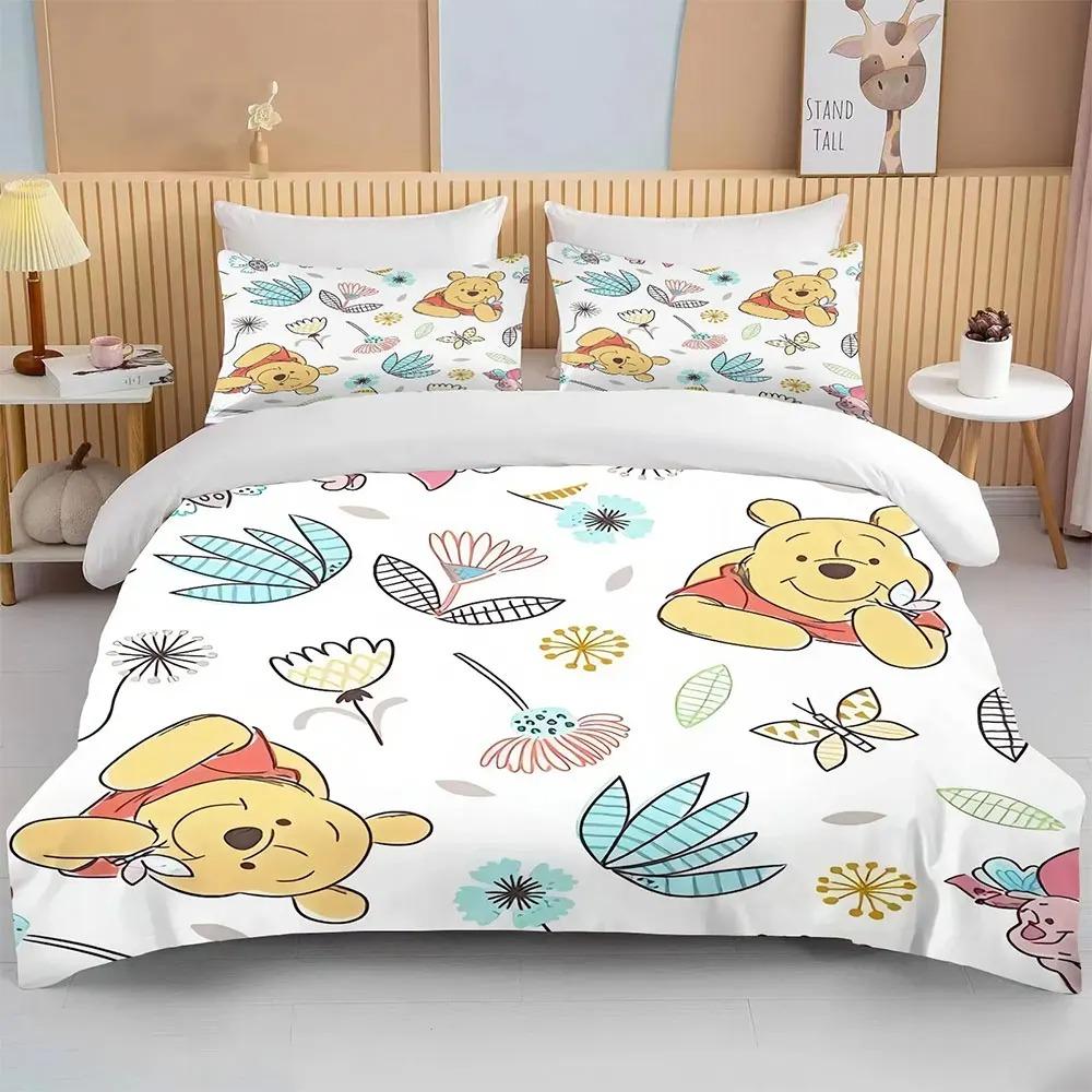 Winnie the Pooh Bear Bedding Sets Comforter Quilt Bed Cover Duvet Cover Pillow Case 2-3 Pieces Sets Kids Adult Size