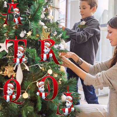Christmas Ornaments Personalized 26 Letters Name Word Tree Hanging Ornaments Santa Monogram Alphabet Acrylic Pendant for Bag Tree Decor