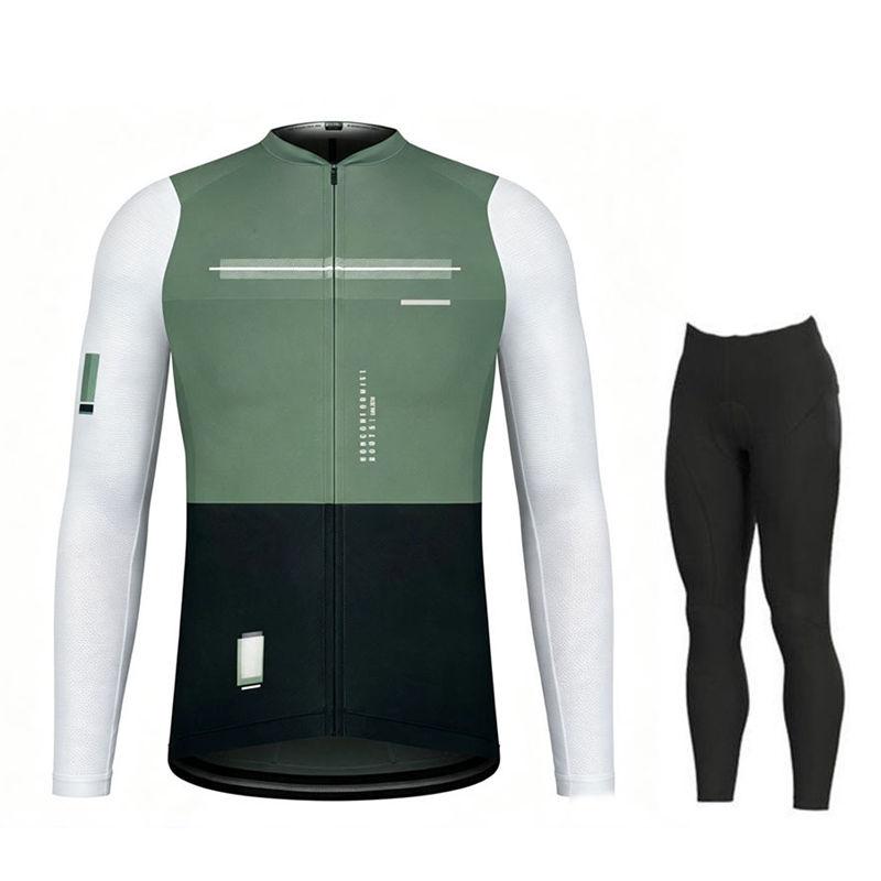 Spring and Autumn Team Long Sleeve Cycling Jersey Set Bib Pants Ropa Ciclismo Bicycle Clothing MTB Bike Uniform Men Clothes