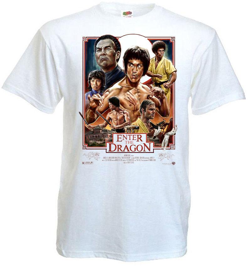 ENTER OF THE DRAGON Bruce Lee Movie Poster T-shirt white all sizes XXXL