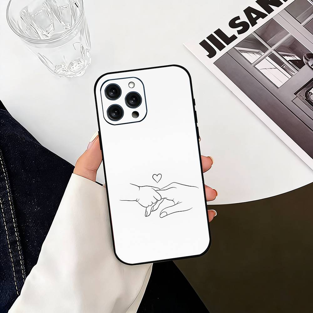 Baby Mom daughter Son Dad Hand Phone Case For iPhone 17, 16,15,14,13,12,11 Plus,Pro Max, Others Soft Black Cover