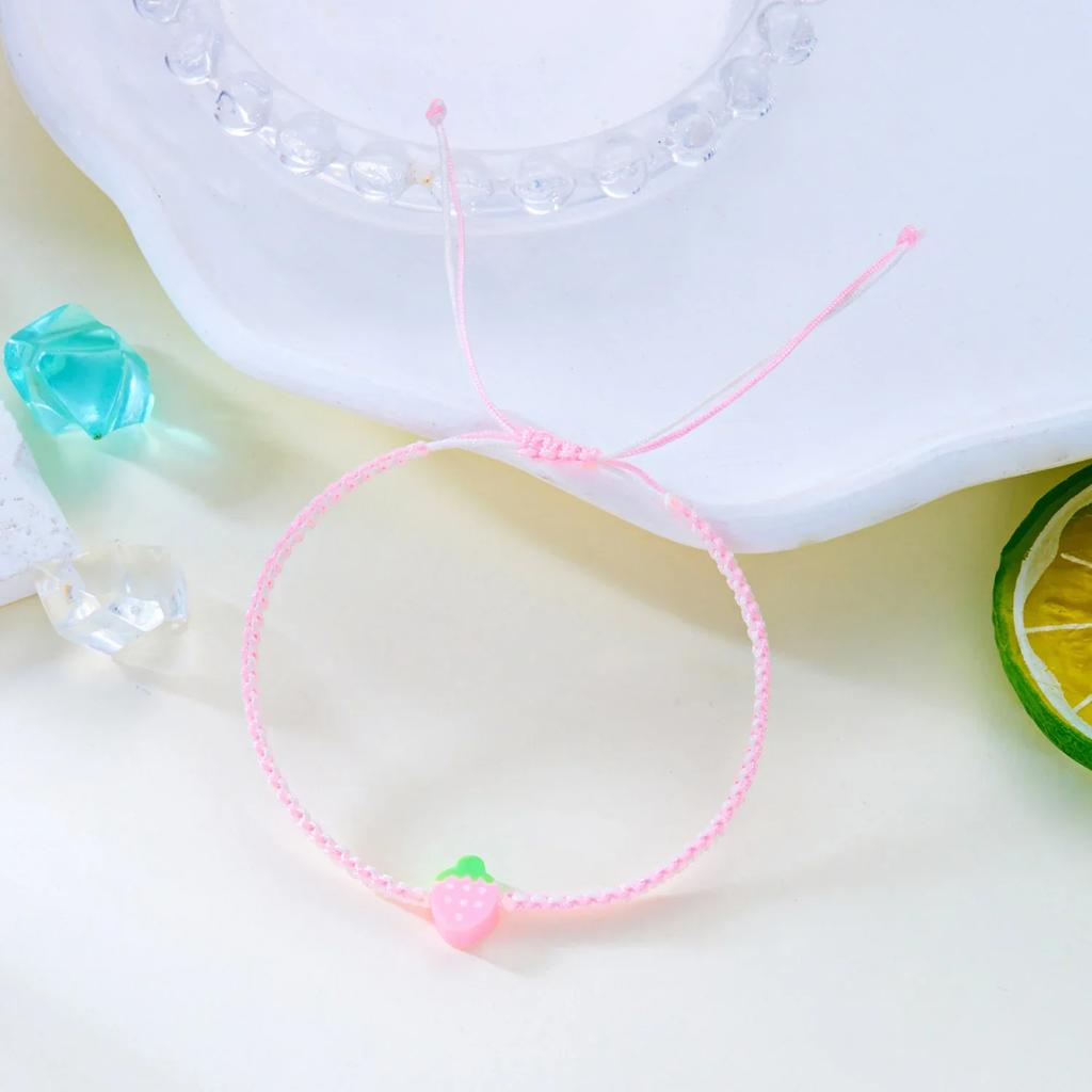 Summer Style Fruit Bracelet For Women Girls Watermelon Lemon Strawberry Handwoven Adjustable Bangles Friendship Jewelry Gifts