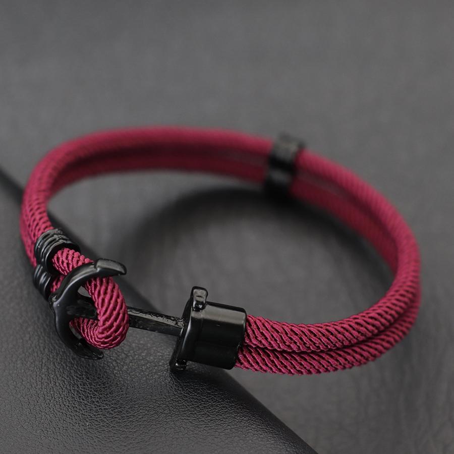 New Black Marine Anchor Bracelet For Men 4mm Bilayer Milan Rope Nautical Wrap Braclet Gifts For Him Surfing Accessories