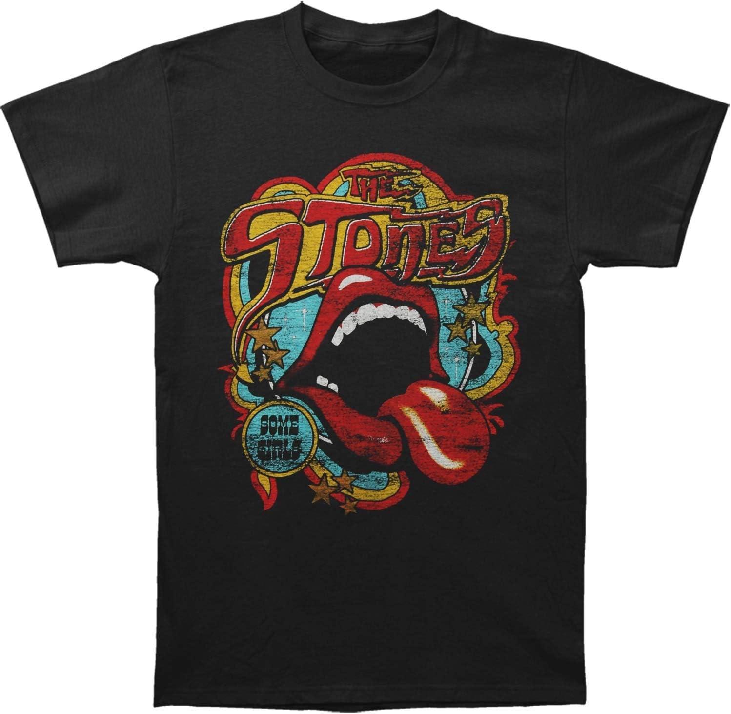 Rolling Stones Men s Retro 70 s Vibe Vintage T-Shirt Black S