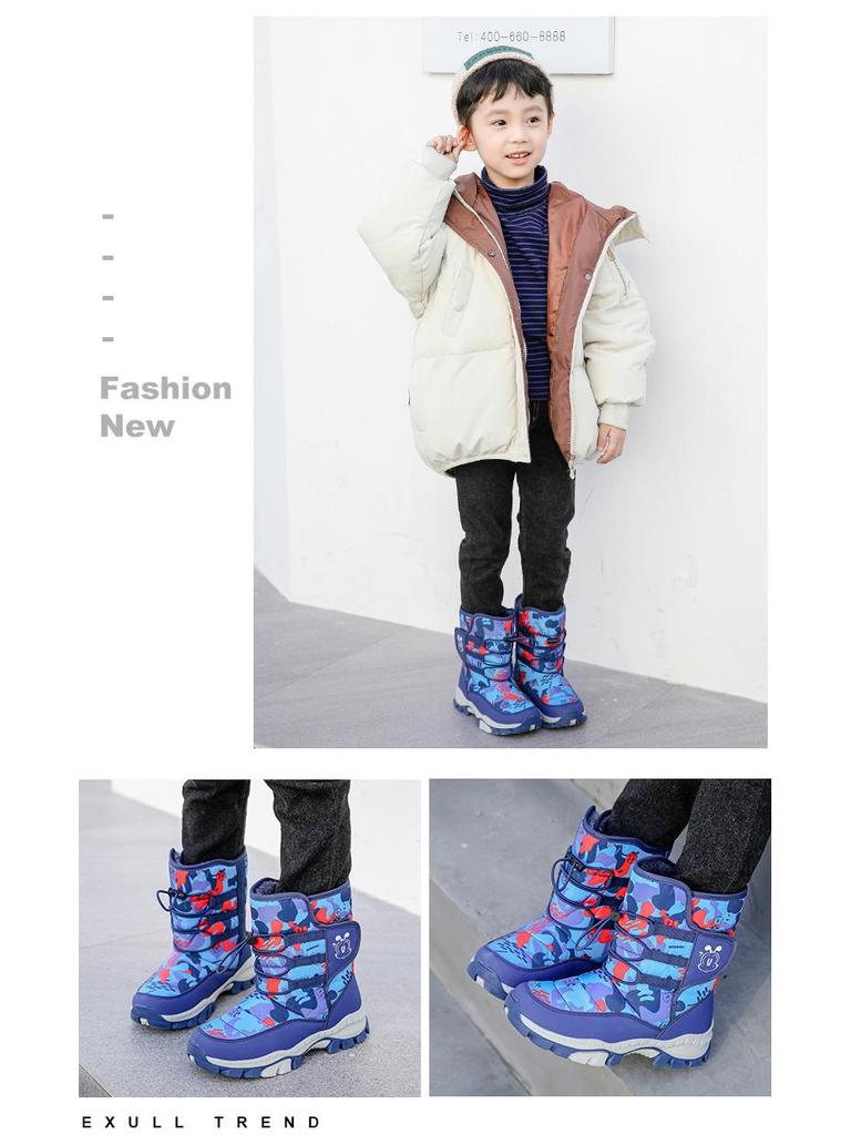 Bobodou Girls' High-Top Snow Boots - Non-Slip, Velvet-Lined, Thickened Winter Cotton Shoes 2025