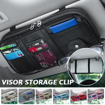 Auto CD DVD Halter Tasche Sonnenblenden-Organizer Sonnenbrillen-Karten-Aufbewahrungsclip PU-Leder Reißverschlusstasche Auto-Innenraum Multifunktionale Taschen