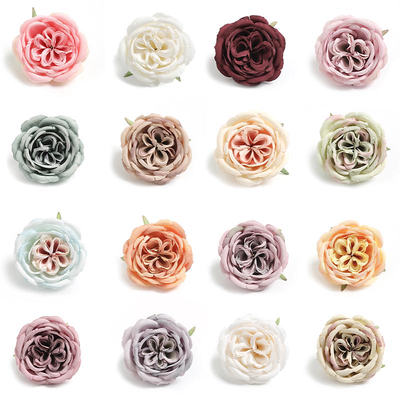 1/2/5Pcs Silk Retro Rose Heads Artificial Flower Decor Wedding Bridal Hairdress Home Party Decoration Fake Flower Wall Accessory