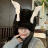 Curved Brim Dog Ear Baseball Cap Soft Fluffy Ear Cap Kawaii Faux Fur Hat  For Women