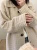 Women's 100% Pure Wool Lapel Cardigan: 2025 Autumn/Winter Loose Thick Knitwear Sweater.