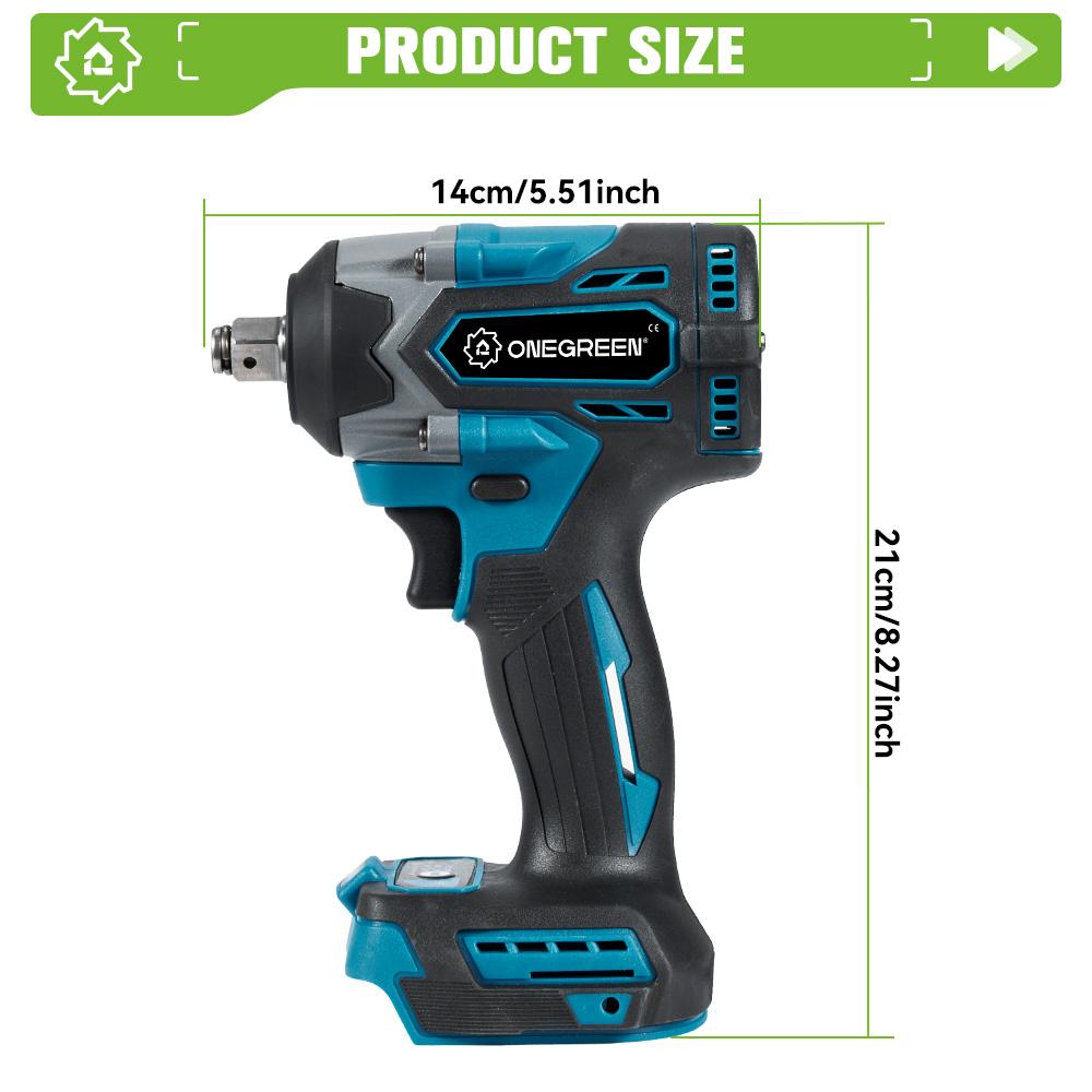 ONEGREEN Brushless 1000N.M Electric Impact Wrench 1/2" Cordless Drill Screwdriver Car Repair Power Tool For Makita Battery Pin