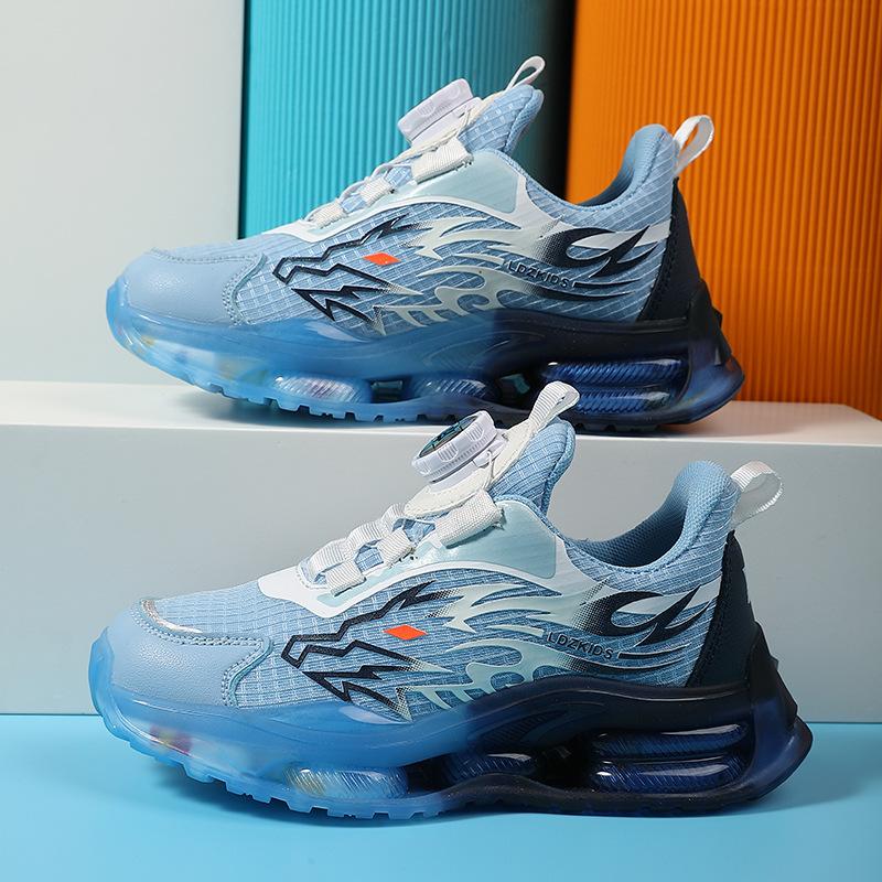 Boys' shoes 2025 spring and autumn new breathable mesh medium and older children's rotating buttons autumn and winter soft-soled children's sports