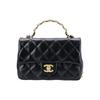 Sheepskin Material Gold Metal Handbag Small Women's Black AS4023-B10719-94305