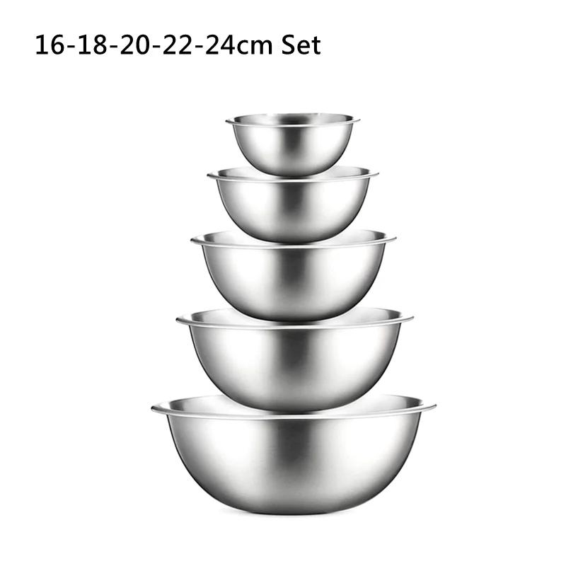 

9 размеров 16-32 см 304 нержавеющая сталь миски набор для смешивания для кухни ресторана ужин суп салатник еда овощной контейнер