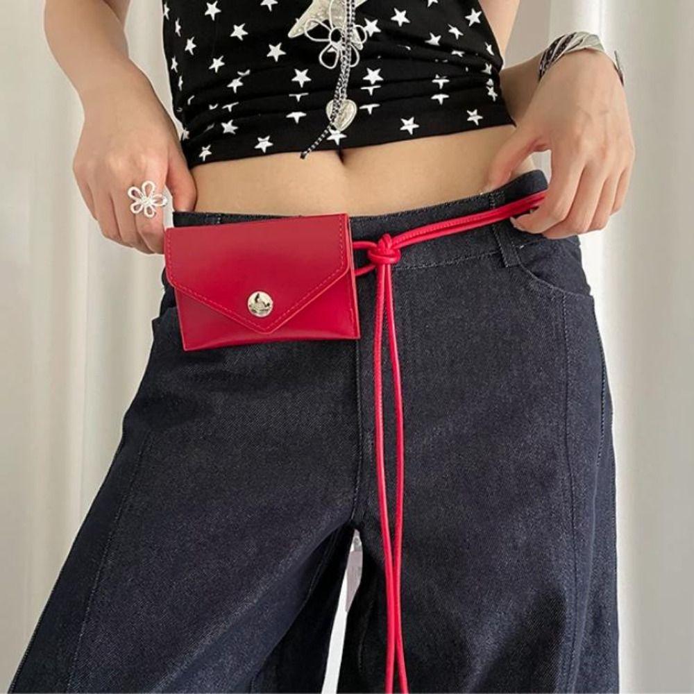 Y2k Leather Waist Bag Vintage Dress Jeans Belt Trendy Envelop Waist Rope  Waist Accessories