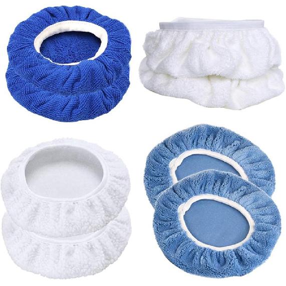 

SaferCCTV 7 & 8 Inches Car Polisher Waxers Bonnet Set,Buffer Bonnets Soft Microfiber Polishing Bonnet Buffing Pad,Woollen+Cotton+Microfiber+Coral