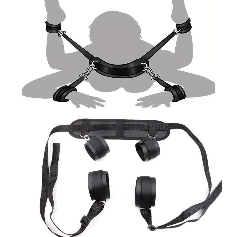 Adult SM Sextoy Bandage Sex Toy Kit Open Leg Handcuff Bundle Ankle Cuff Adjust Auxiliary Strap 18+ Erotic Slave Accessories