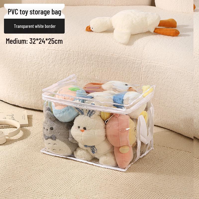 Transparent Plush Toy Storage Box for Dolls & Books, Large Capacity, Waterproof