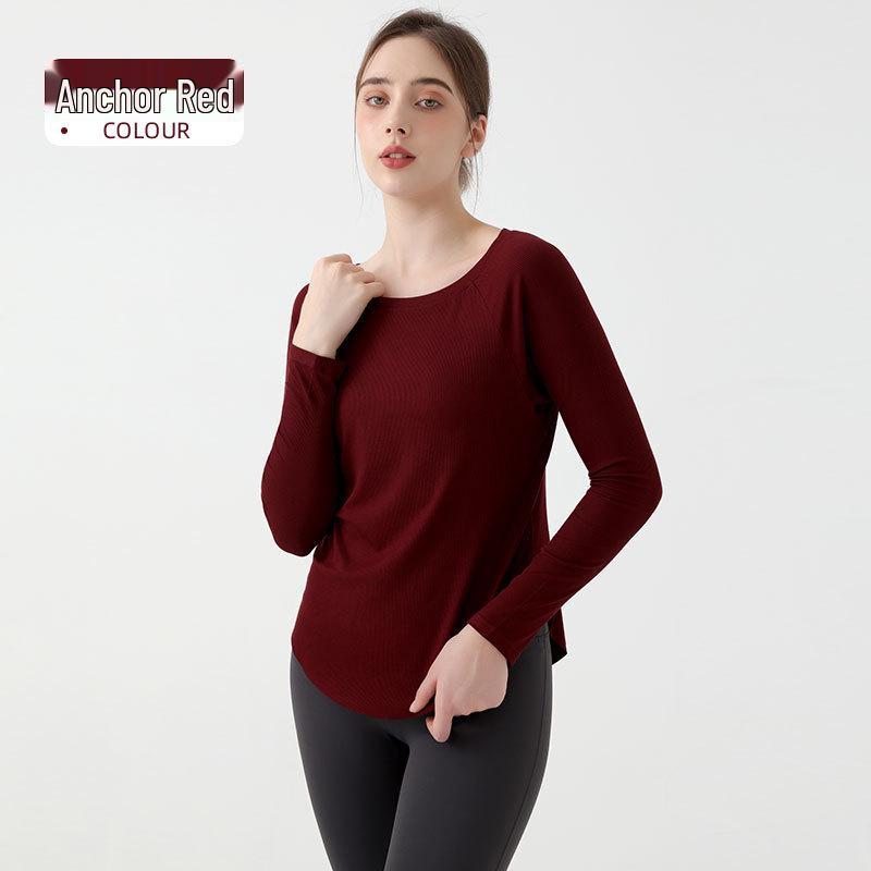 

Women s Summer Long Sleeve Off-Shoulder Yoga Top - Nude Feeling, Loose Fit, Draping Design, Fitness Shirt S (4-6)
