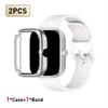2pcs Set For Redmi Watch 5/6 Sport Band Crystal Hollow Protective Case Classic Business Breathable Solid Color Strap