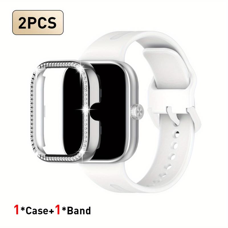2pcs Set For Redmi Watch 5/6 Sport Band Crystal Hollow Protective Case Classic Business Breathable Solid Color Strap