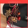 Miu Leather Leopard Print Keychain With Cute Bear And Heart Charm For Fashionable Bag Decor