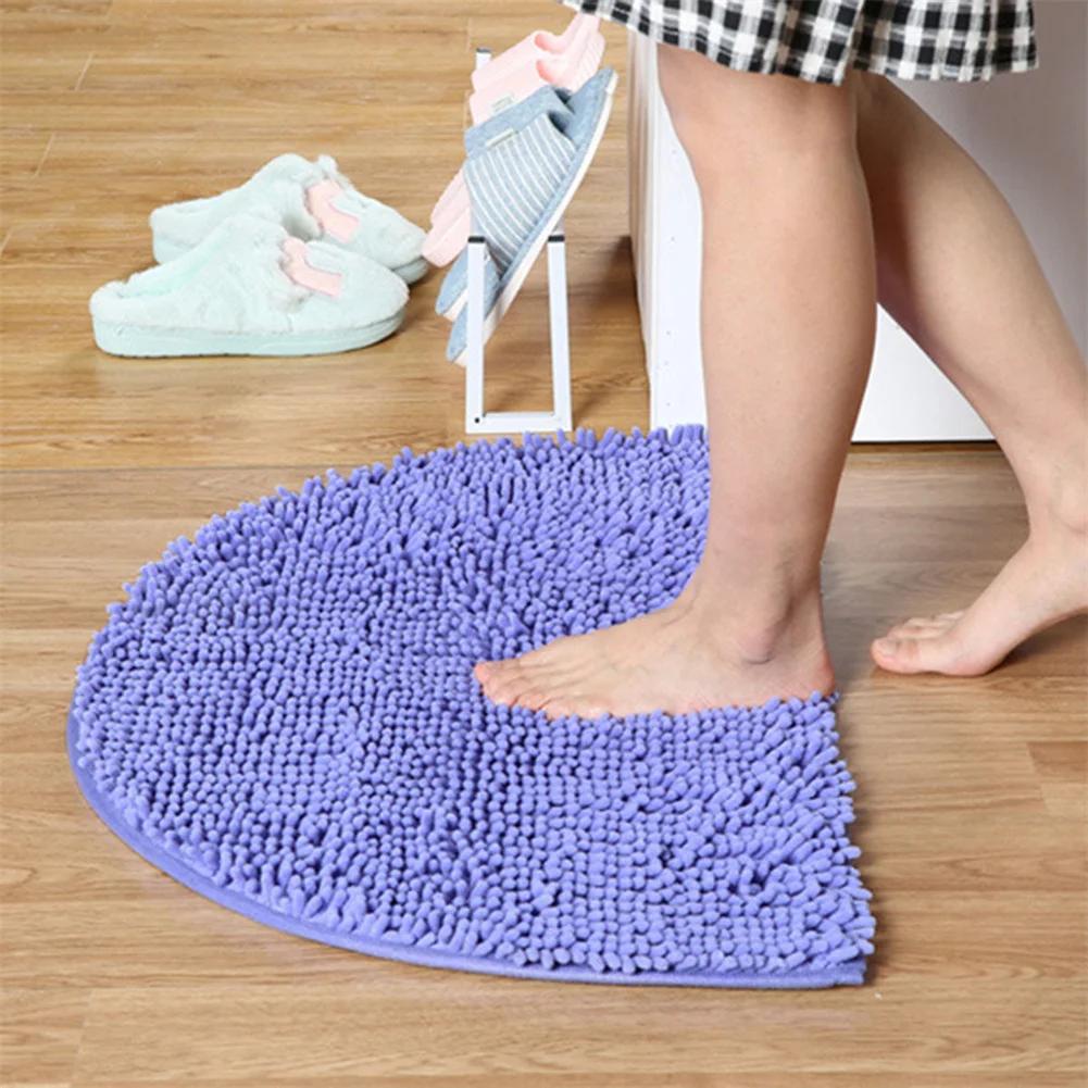 Badrum Badrum Halvcirkel Matta Matta Golvmatta Chenille Mode Halvcirkel Shaggy 40*60cm Absorberande Halkfri