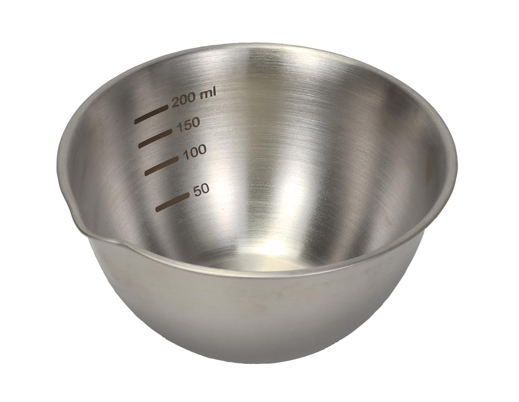Pearl Metal Seasoning Bowl Set, 11cm, with Measurement Markings and Spout, Stainless Steel, 3-Piece Set, Basis Line HC-912