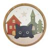 Living Room Decor Christmas Black Cat Wall Decor, Layered Wooden Hanging Sign, Round 2D Art Flat Decoration for Bedroom And Hall Porch Holiday