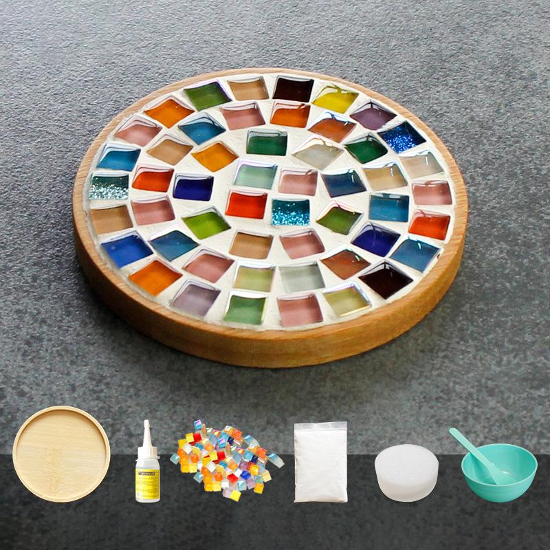 Handmade Diy Mosaic Cup Mat Bottom Bamboo Pad Early Education Free Creation Handicraft Toys