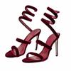 Fashion 2024 New Ankle Snake Twine Around Sandals Sexy Silver Gold Summer Fine High Heel Open Toe Temperament Women's Shoes Size 43