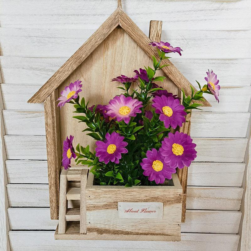 European-style Wooden Wall Hanging Flower Basket with Macrame