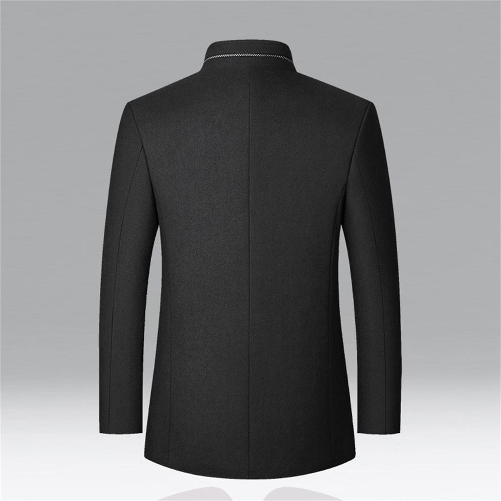 Men's Woolen Jacket Men's Stand Collar Jacket Middle-aged Men's Woolen Coat