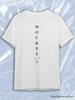 TeeSensation White Crew Neck Short Sleeve T-Shirt with Vertical HOCKEY Text Crossed Sticks Puck
