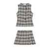 Plaid Texture round Neck Vest Vest 8574021 Wide Pleat Plaid Texture A- Line Skort 8574022