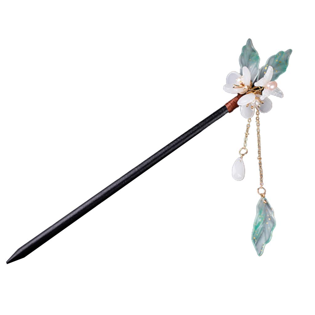 Woman Chinese Hair Stick Headdress with Sweet Style White Flower Hair Chopsticks for Cheongsam Han Clothes Tea Wear Dress