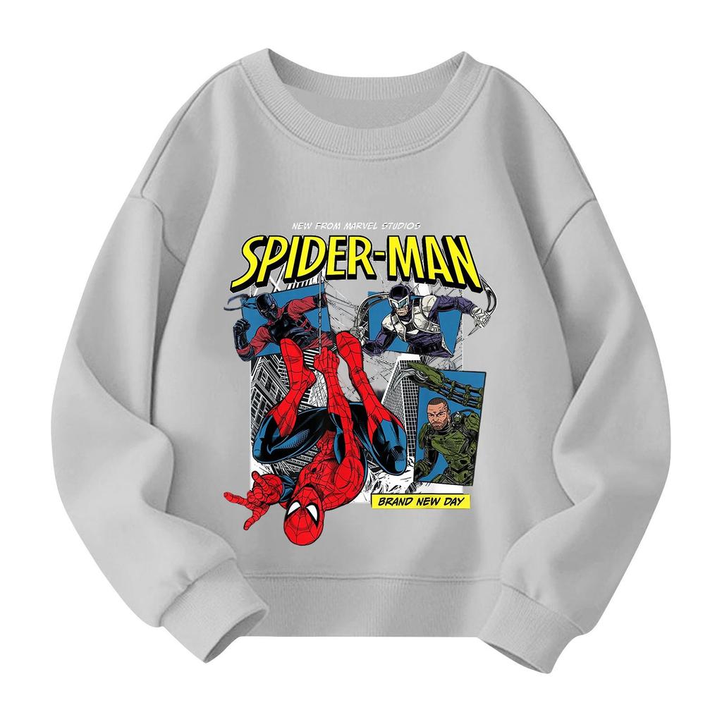 Boys and Girls Round Neck Plus Velvet Pullover Printed Top Sweatshirt