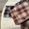 Women's Retro Plaid Brushed Shirt, Autumn/Winter Korean Style, Color Block, Loose Polo Collar, Thick Casual Top.
