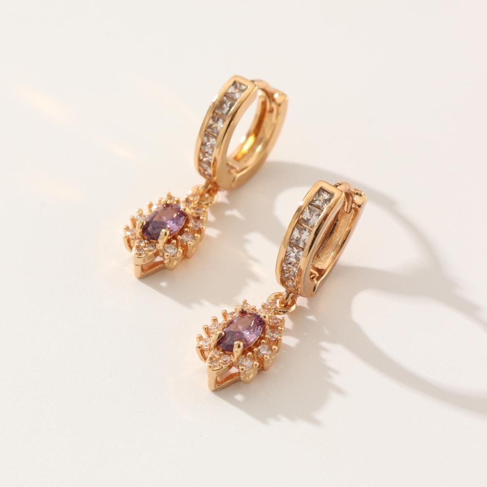 1 Pair Fashion Geometric Shapes Dangle Earrings for Women Cubic Zirconia Jewelry Wedding Party Accessories