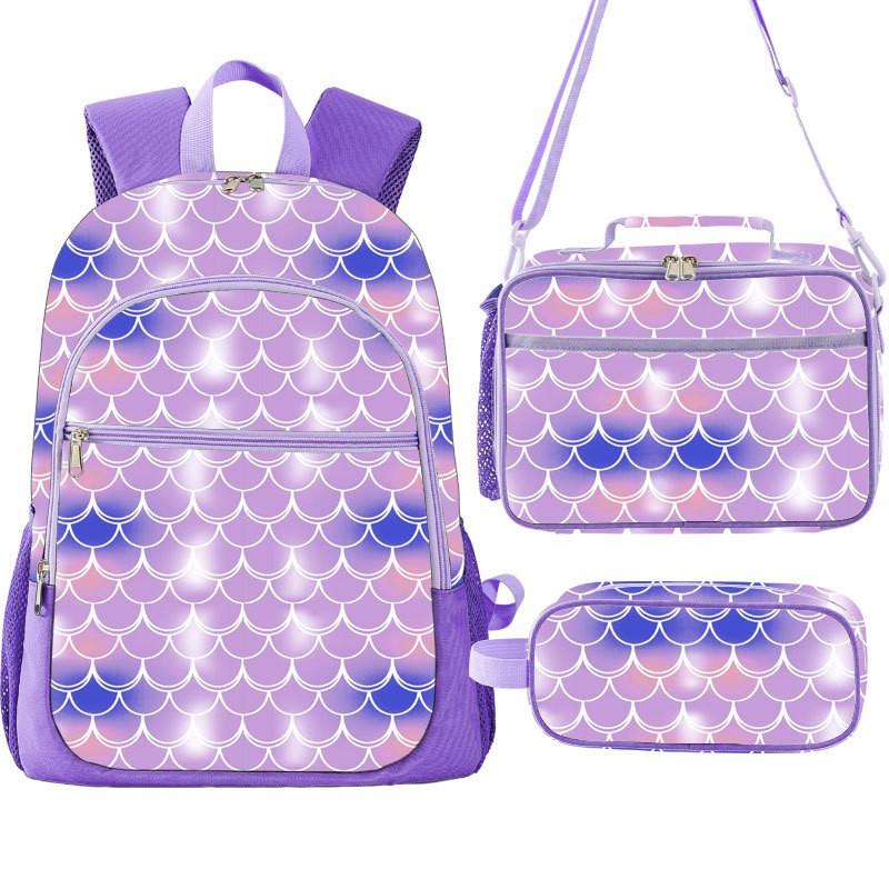 Kids School Backpack Set With Insulated Lunch Bag Pencil Case - Oxford Fabric Lightweight Cute Design Grades 1-2