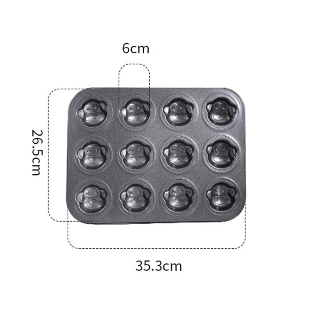

6/12 Cavity Cake Mold Non Stick Baking Mold Cute Biscuit Candy Mould Kitchen Bakeware Grey 6-hole Monkey