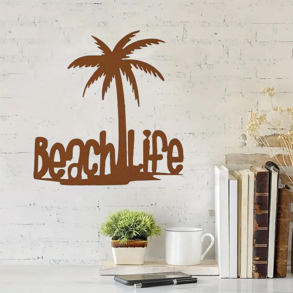Beach Life Palm Tree Metal Wall Art Home Decor Tropical Metal Palm Tree Wall Decor Beach Theme Beach Theme Decor Cutout Art