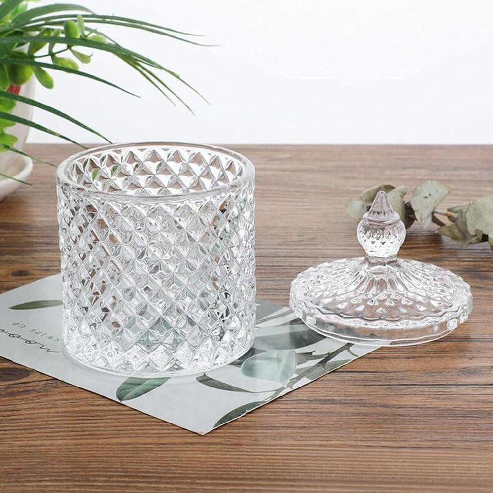 Glass Jar Candy Jar Yurt Roman Jar Tinkerbell Cover with Lid Glass Candle Holder Handmade DIY Candle Cups