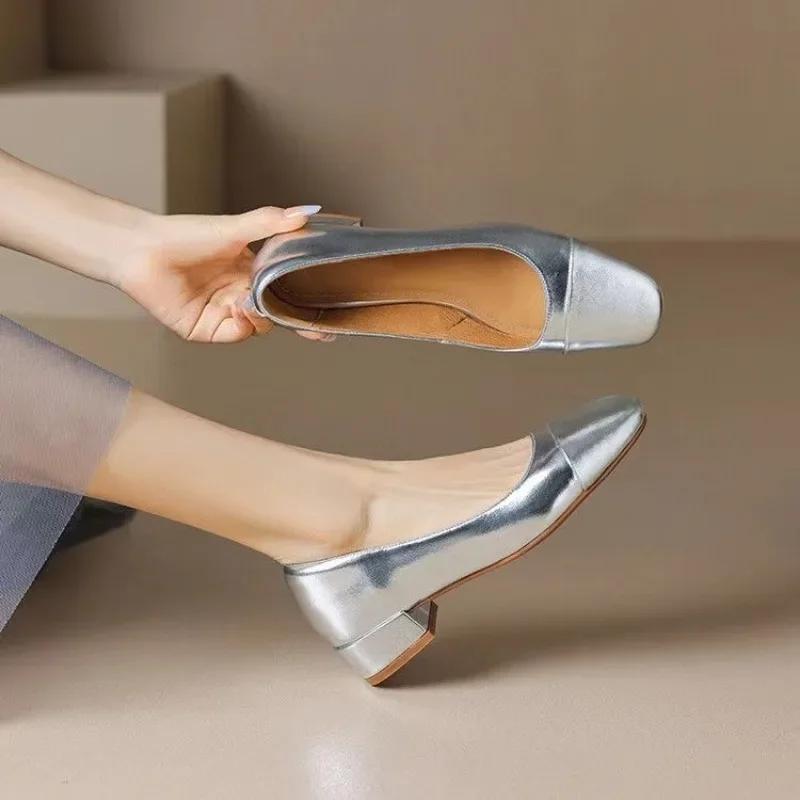 High-quality Genuine Leather Flat Bottom Ballet Shoes Four Seasons Women's Shoes Cowhide High Heels Pumps Insoles Sheepskin