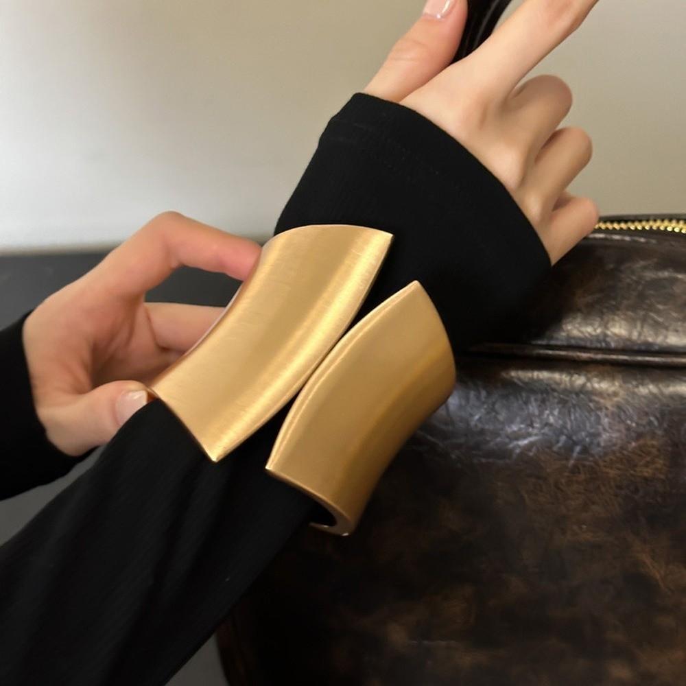 Metallic Finish Metal Bangle Extra Wide Open Bangle Bold Style Wide Cuff Bracelet Women Fashion