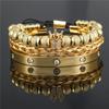 Vintage Crown Stainless Steel Bracelet Set With Letter And Number Charms For Men And Women