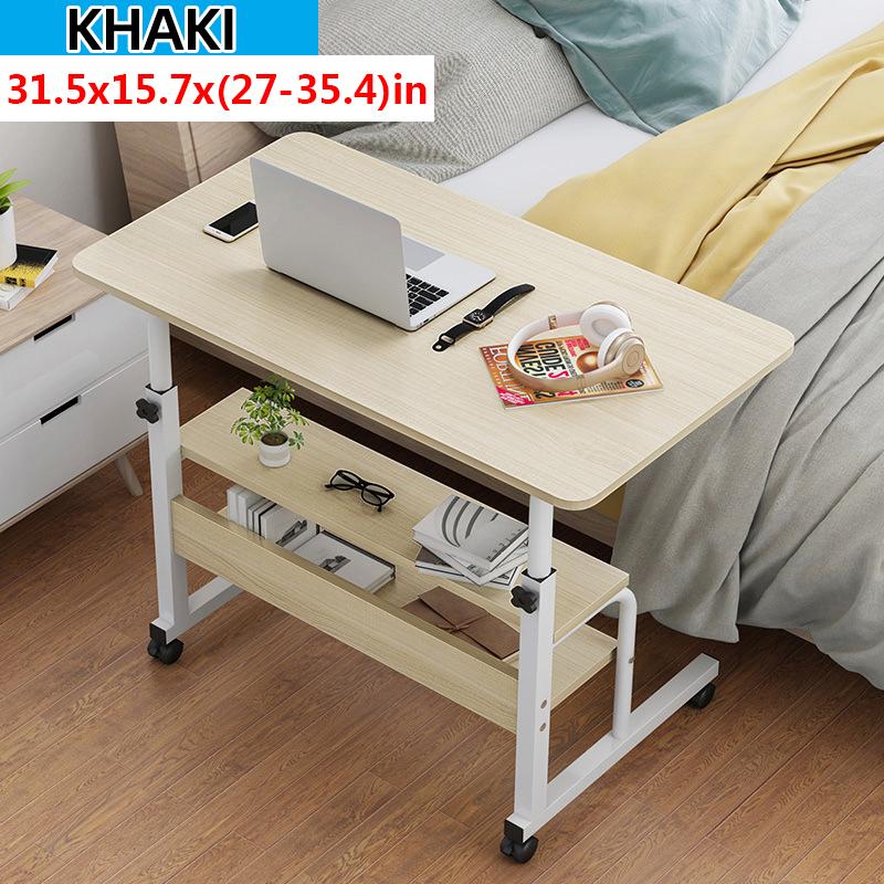 bureau Type 1, Blanc hôpital chambre à coucher Table de lit pour ordinateur portable mobile avec 2 étagères de rangement pour maison salon