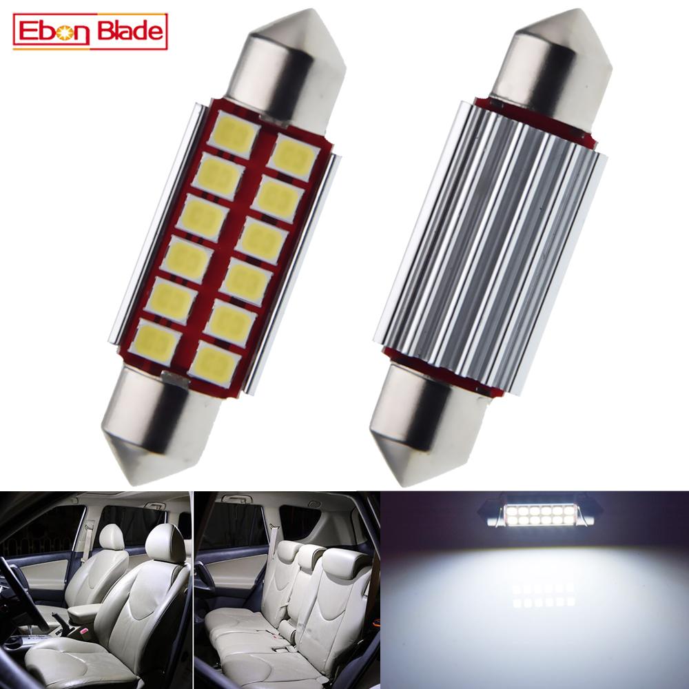 2x Car LED CANBUS Bulb Warm White Festoon 31mm 36mm 39mm 41mm 42mm C5W C10w Reading Lamp Auto Interior Dome Map Light 6V 12V AC 6V AC