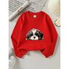 European sizes Kids' Round-Neck Hoodie | Cute Shih Tzu Puppy Face Print, Sportswear and Casual Wear, Soft and Comfortable,  Playful Design